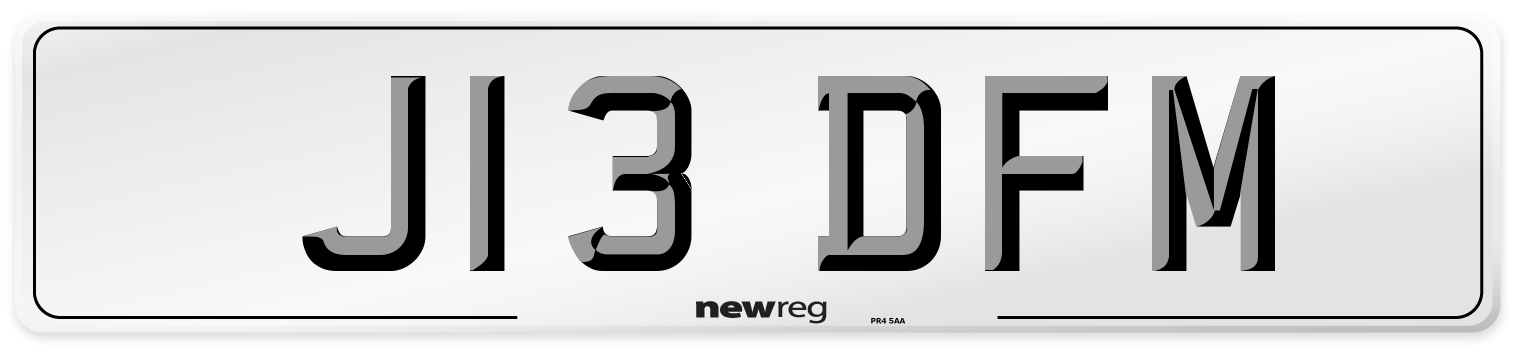 J13 DFM Number Plate from New Reg